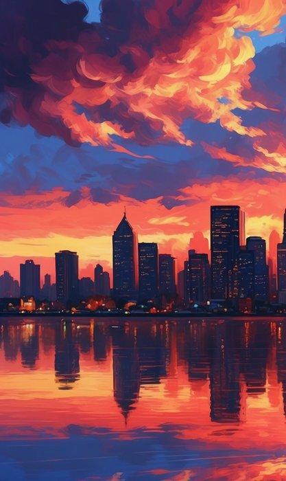 LuisonArt - Crepuscolo Urbano - XXL, Antiek en Kunst, Kunst | Schilderijen | Modern