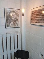 Dienblad vloerlamp - Vintage vloerlamp - Staal, Hout, Antiquités & Art