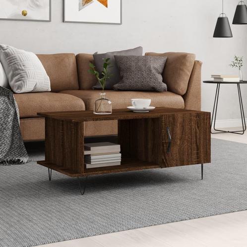 vidaXL Salontafel 90x50x40 cm bewerkt hout bruin eikenkleur, Huis en Inrichting, Tafels | Salontafels, Nieuw, Verzenden