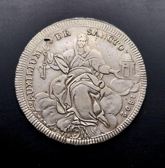 Paapse Staten. Pius VII. Scudo 1802 (Zonder Minimumprijs), Postzegels en Munten, Munten | Europa | Niet-Euromunten