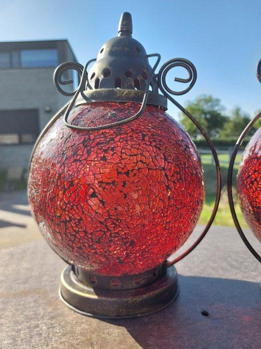 Lamp (2) - glas en metaal, Antiek en Kunst, Curiosa en Brocante