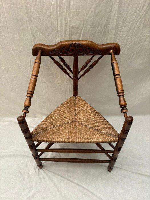 Stoel - Franse Bobbin Hoekstoel met Rieten Afwerking - Hout,, Antiek en Kunst, Curiosa en Brocante