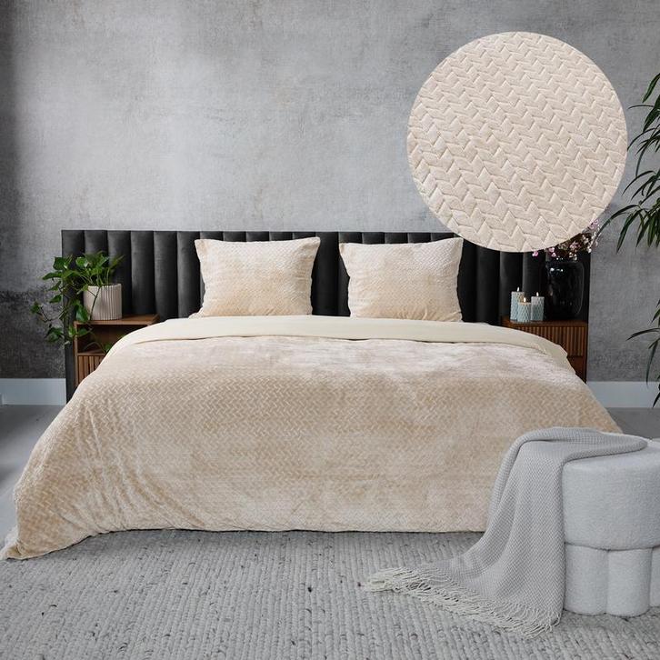 Teddy Hongaarse punt dekbedovertrek - crème-wit - 240 x, Maison & Meubles, Chambre à coucher | Linge de lit, Envoi