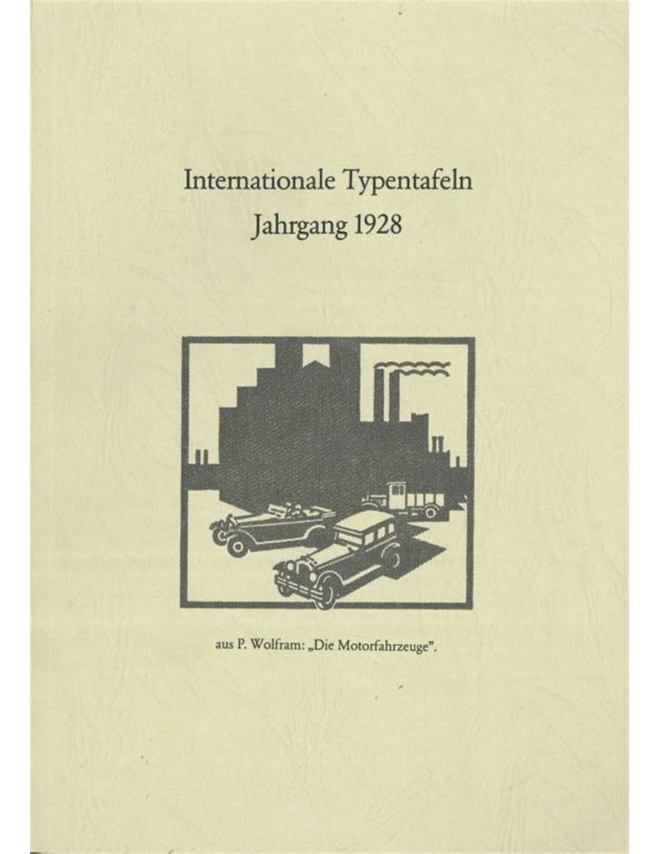 INTERNATIONALE TYPENTAFELN JAHRGANG 1928, Boeken, Auto's | Boeken
