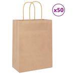 vidaXL Papieren zakjes 50 st met hengsels 21x11x28 cm bruin, Diversen, Cadeauverpakkingen, Verzenden, Nieuw