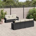 vidaXL 8-delige Loungeset met kussens poly rattan zwart, Tuin en Terras, Verzenden, Nieuw