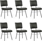 Set van 6 Donkergrijze leren industriële design, Nieuw, Vijf, Zes of meer stoelen, Leer, Ophalen of Verzenden
