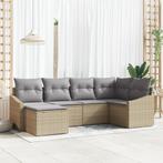 vidaXL 6-delige tuinset met kussens in beige poly rattan, Verzenden, Nieuw
