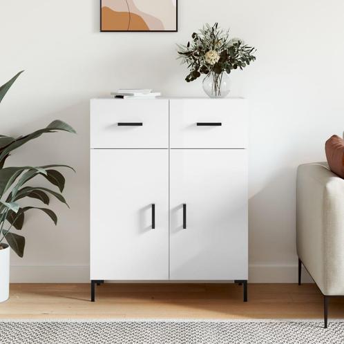 vidaXL Dressoir 69,5x34x90 cm bewerkt hout hoogglans wit, Huis en Inrichting, Kasten | Dressoirs, Nieuw, Verzenden