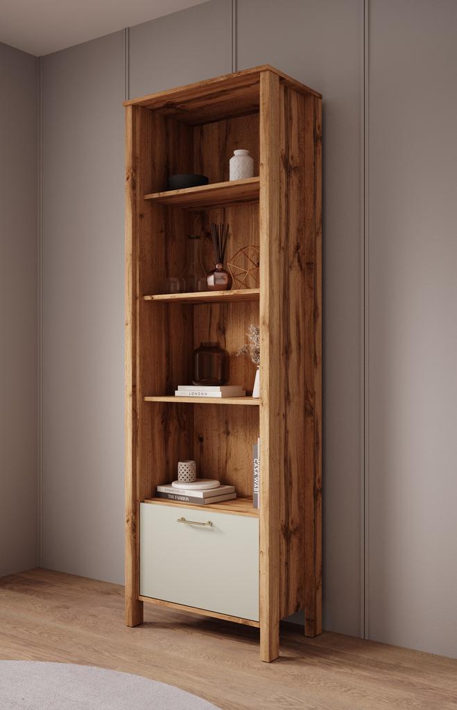 Meubella | Boekenkast eiken 66cm - Met klep, Huis en Inrichting, Kasten | Boekenkasten, 25 tot 50 cm, Nieuw, 50 tot 100 cm, 150 tot 200 cm