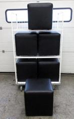 Hocker, Poef, zwart kunstleer, Nieuw in verpakking