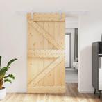 vidaXL Schuifdeur met beslag 100x210 cm massief grenenhout, Doe-het-zelf en Bouw, Deuren en Vliegenramen, Verzenden, Nieuw