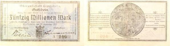 Duitsland 50 Millionen Mark Crailsheim 1923 Notgeld druck..., Timbres & Monnaies, Monnaies | Pays-Bas, Envoi
