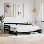 vidaXL Lit de jour avec lit gigogne noir 90x190 cm bois, Neuf, Verzenden