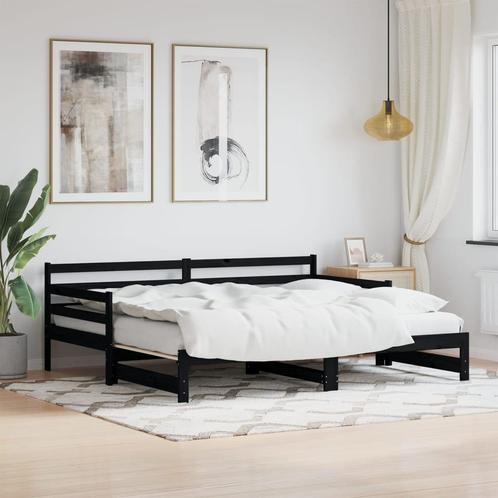 vidaXL Lit de jour avec lit gigogne noir 90x190 cm bois, Huis en Inrichting, Slaapkamer | Bedden, Verzenden