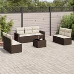 vidaXL 8-delige Loungeset met kussens poly rattan bruin, Tuin en Terras, Verzenden, Nieuw