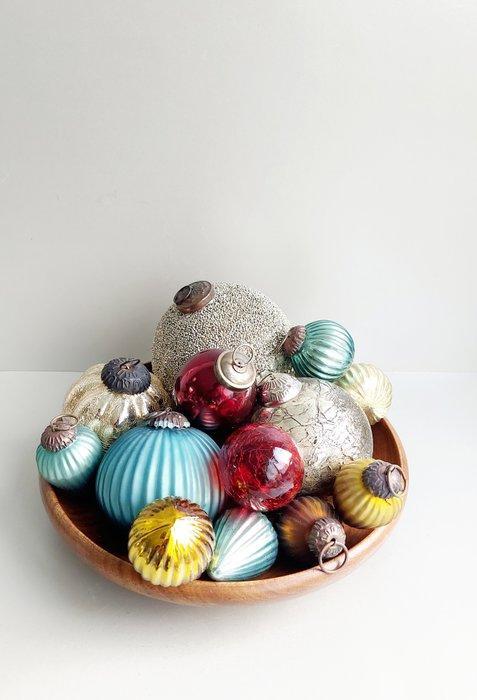 Kerstballen (14) - Craquelé Heksenbal - Glas, Metaal - Set, Diversen, Kerst