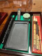 Japanese Calligraphy & Ink Set with Carved Dragon Inkstone -, Antiquités & Art