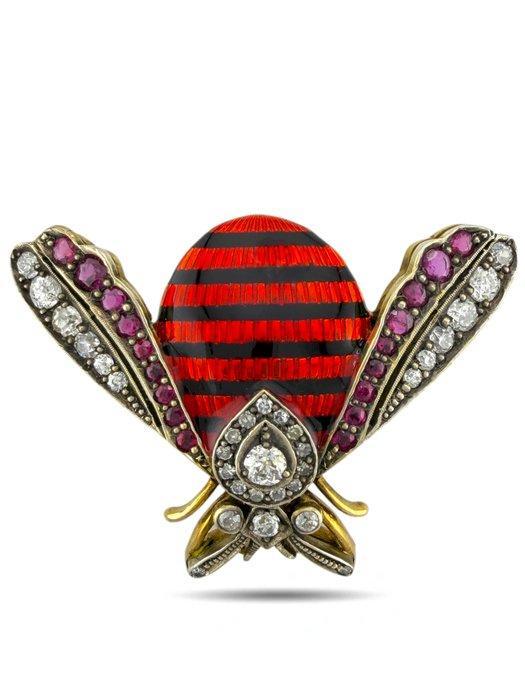 Broche - 14 karaat Geel goud, Antieke imperiale 56K goud,, Bijoux, Sacs & Beauté, Bijoux anciens