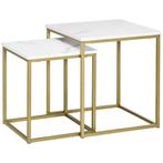 Marmeren – Bijzettafel set - Stalen frame – Wit, Ophalen of Verzenden, Nieuw, Modern