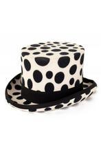 Hoge Hoed Wit Zwarte Stippen Dalmatiër 59 Steampunk Tophat P, Nieuw, Ophalen of Verzenden