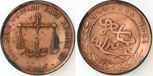 British East Afrika 1 Paisa Mombasa 1888 Imperial British..., Postzegels en Munten, Munten | Amerika, Verzenden