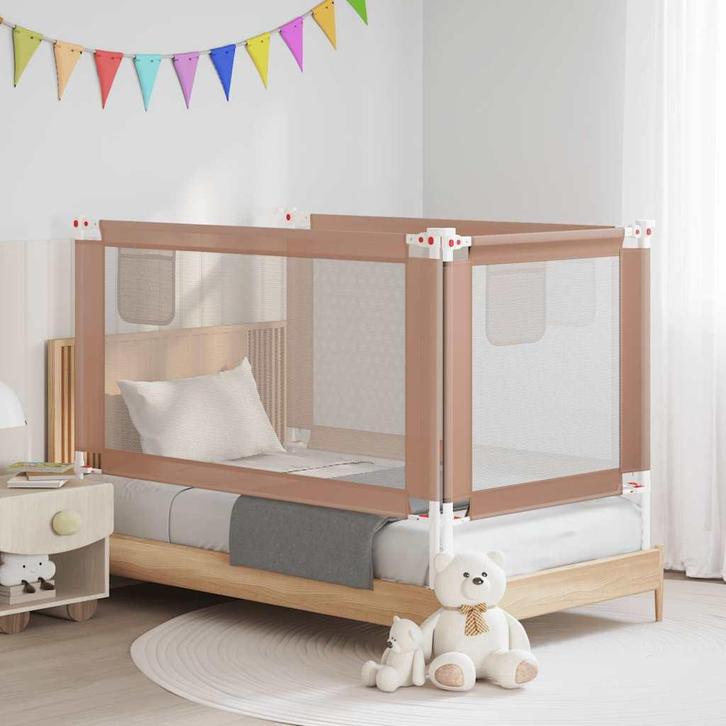 vidaXL Bedhekje peuter 150x25 cm stof taupe, Kinderen en Baby's, Traphekjes, Nieuw, Verzenden