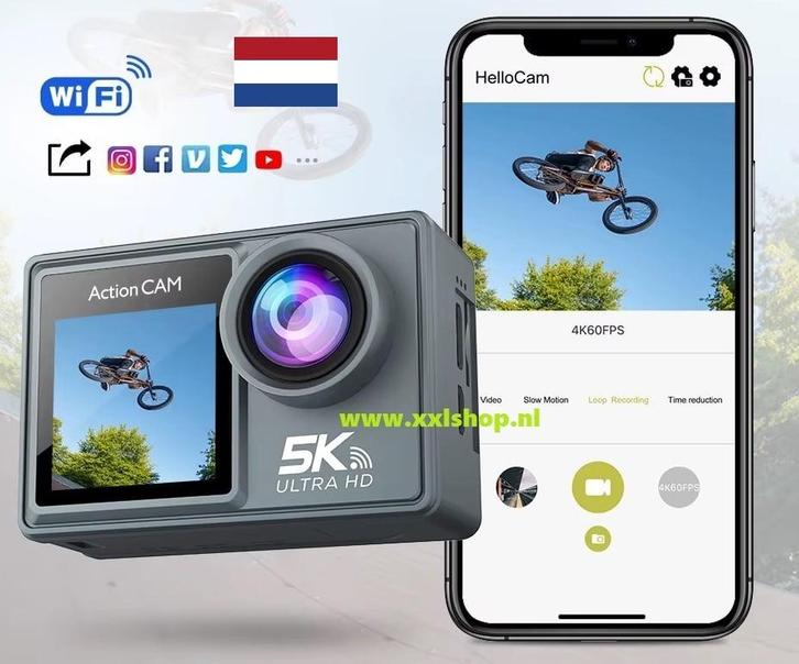 5K actioncamera action camera pro go 12 13 EIS touchscreen *, Audio, Tv en Foto, Actiecamera's, Nieuw, Verzenden
