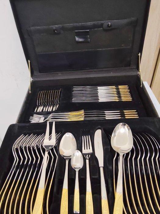 inoxpran - Bestekset voor 12 personen (74) - Staal, Verguld, Antiquités & Art, Antiquités | Meubles | Tables