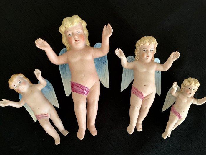 Vier prachtige zeldzame Antieke Engeltjes , bewaarengelen -, Antiek en Kunst, Kunst | Niet-Westerse kunst