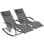 tectake Ligstoel Taya, ergonomisch, schommelfunctie - grijs,, Tuin en Terras, Tuinsets en Loungesets, Verzenden, Nieuw
