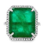 Zonder Minimumprijs - Ring Platina - 9.61ct. tw. Smaragd -