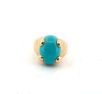 Ring - 18 karaat Geel goud Turquoise, Handtassen en Accessoires, Ringen, Nieuw
