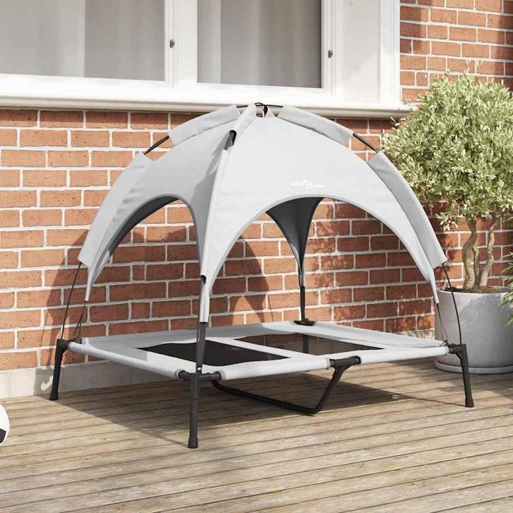 vidaXL Hondenbed Zilvergrijs l Staal, Dieren en Toebehoren, Honden-accessoires, Nieuw, Verzenden