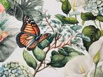 Katoenstof met bloem- en vlindermotief - - Meubelstof  - 600, Antiek en Kunst, Curiosa en Brocante