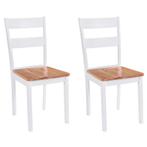 vidaXL Chaises à manger lot de 2 blanc bois hévéa massif, Maison & Meubles, Verzenden, Neuf