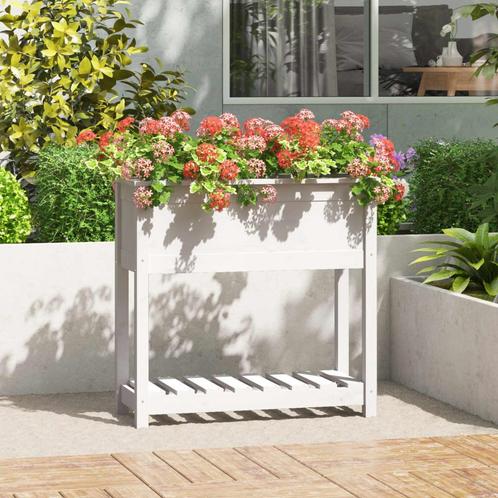 vidaXL Plantenbak met schap 82,5x34,5x81 cm massief, Tuin en Terras, Bloempotten, Nieuw, Verzenden