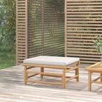 vidaXL Tuinvoetenbank met lichtgrijs kussen bamboe, Tuin en Terras, Verzenden, Nieuw