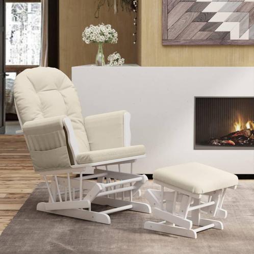 vidaXL Chaise berçante avec repose-pied Blanc crème, Maison & Meubles, Chaises, Neuf, Envoi