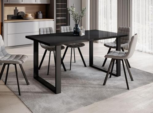 Meubella | Eettafel zwarte poten zwart 160 cm industrieel, Maison & Meubles, Tables | Tables à manger, Envoi