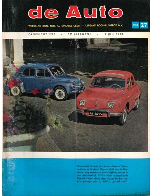 1960 DE AUTO MAGAZINE 27 NEDERLANDS, Boeken, Auto's | Folders en Tijdschriften