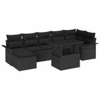 vidaXL Tuinbank Set met kussen met opslag 8 pcs Zwart Poly, Tuin en Terras, Tuinsets en Loungesets, Verzenden, Nieuw