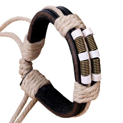 Fako Bijoux® - Armband - Leder - Spiraal - Zwart, Bijoux, Sacs & Beauté, Bracelets, Envoi