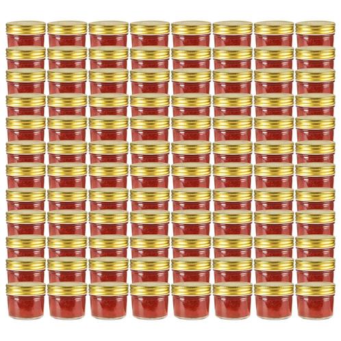 vidaXL Jampotten met goudkleurige deksels 96 st 110 ml glas, Huis en Inrichting, Keuken | Potten en Pannen, Nieuw, Verzenden