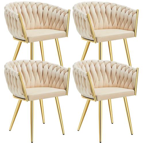 tectake Set eetkamerstoelen Astano fluweel, knoopdesign - za, Huis en Inrichting, Stoelen, Verzenden