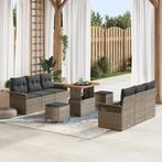 vidaXL 9-Delige Tuinset met Kussens - Grijs Poly Rattan en, Verzenden, Nieuw, Tuinset