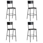 vidaXL Barstoelen 4 st massief multiplex staal zwart, Verzenden, Nieuw