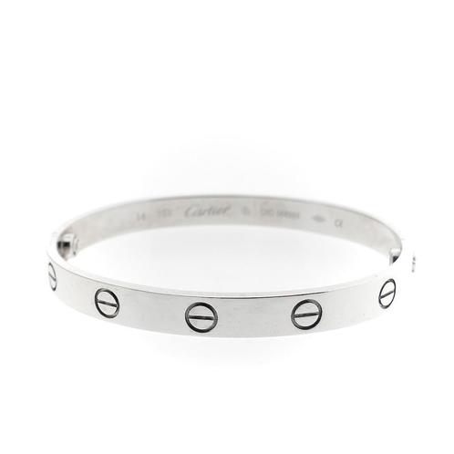 18 Krt. Witgouden LOVE-armband; Cartier | Ø 54,5 mm, Bijoux, Sacs & Beauté, Bracelets, Enlèvement ou Envoi