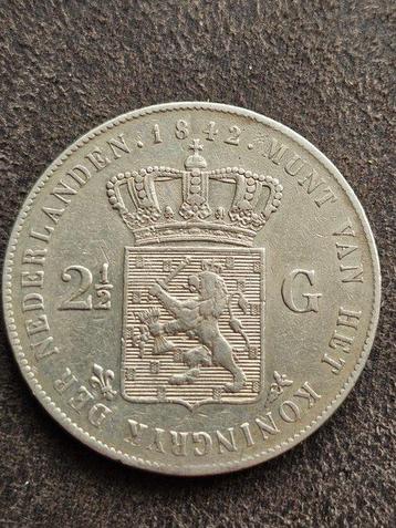 Pays-Bas. Wilhelm II. 2 1/2 Gulden 1842 Prachtig - (Sans beschikbaar voor biedingen