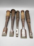 5x Vintage Japanese Chisel  NOMI Carpentry Tool - Outil